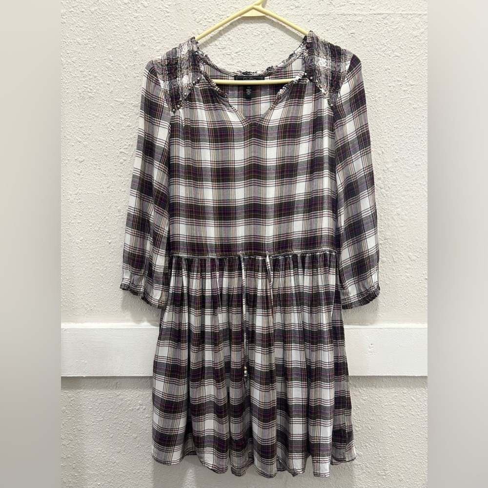Jessica Simpson Multi Plaid 3/4 Sleeve Dress Size XS
